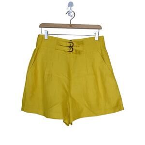 Joie Womens 10 Brenten Linen Blend Shorts in Sulphur Yellow NEW